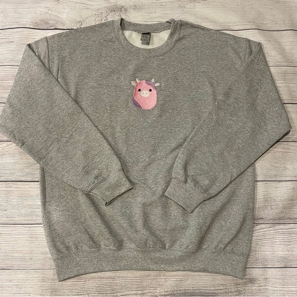 Custom Embroidered Squishmallow Crewneck Sweatshirt or T-Shirt Patty the Cow - Picture 3 of 5